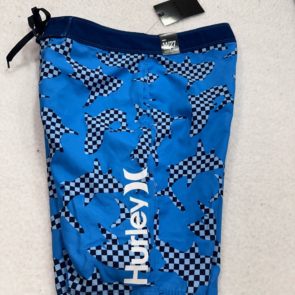 Boy’s Hurley Blue and Black Patterned Board Shorts